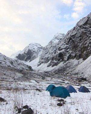 Indrahar Pass Trek with laka glacier